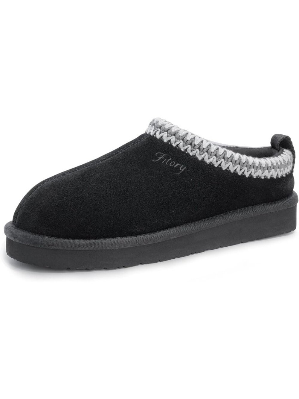 Women's Black Suede Flat Short Mini Boot Fur Fleece Comfort Slippers